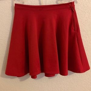 Red Flared Mini Skirt